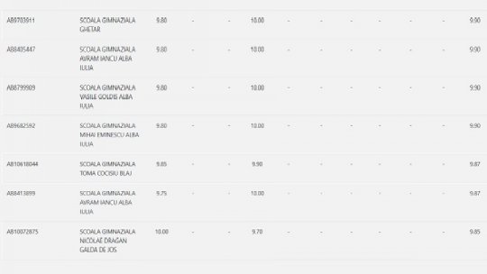 44 de elevi din mediul rural din județul Alba au medii peste 9 la Evaluarea Națională