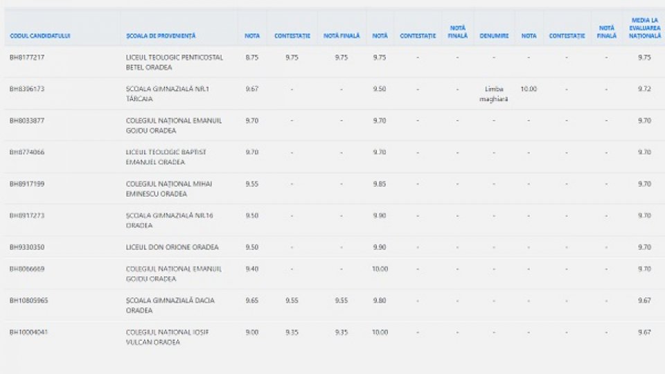 25 de elevi din mediul rural din județul Bihor au medii peste 9 la Evaluarea Națională