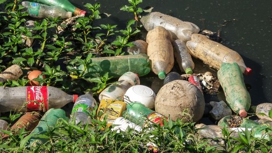 Barieră pe cursul râului Olt, menită să stopeze gunoaiele