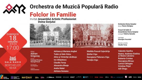 Duminică de sărbătoare la Sala Radio, cu spectacolul Folclor în familie