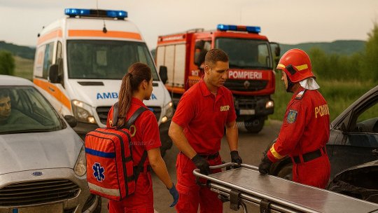 Mașină răsturnată într-o zonă periculoasă din Măneciu, victime încarcerate